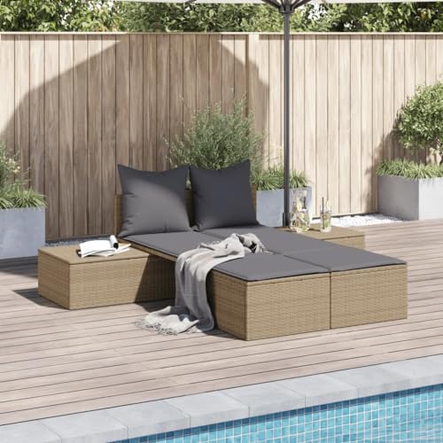 INLIFE Doppel-Sonnenliege mit Auflagen Beige Poly Rattan,Möbel,Gartenmöbel,Gartensitzmöbel,Sonnenliegen,Beige,27.6 KG,368392 INLIFE Doppel-Sonnenliege mit Auflagen Beige Poly Rattan,Möbel,Gartenmöbel,Gartensitzmöbel,Sonnenliegen,Beige,27.6 KG,368392 von INLIFE