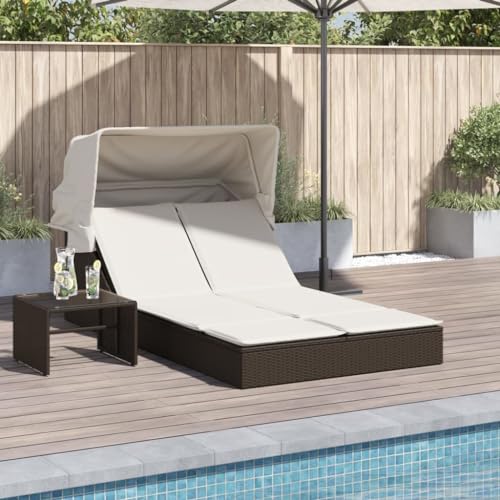 INLIFE Doppel-Sonnenliege mit Dach und Auflagen Braun Poly Rattan,Möbel,Gartenmöbel,Gartensitzmöbel,Sonnenliegen,Braun,25.6 KG,368638 INLIFE Doppel-Sonnenliege mit Dach und Auflagen Braun Poly Rattan,Möbel,Gartenmöbel,Gartensitzmöbel,Sonnenliegen,Braun,25.6 KG,368638 von INLIFE