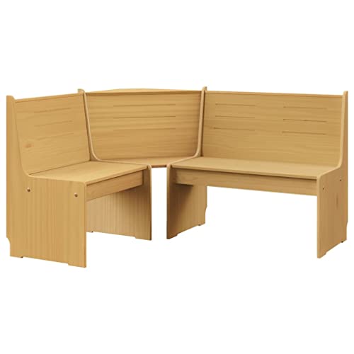 INLIFE Eckbank 151 cm Massivholz Kiefer Honigbraun von INLIFE
