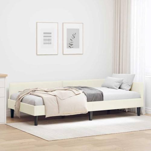 INLIFE Eckbettgestell Creme 90 x 200 cm Samt und Engineered Holz,Möbel,Betten & Zubehör,Betten & Bettgestelle,Creme,23.7 KG,42016161 von INLIFE