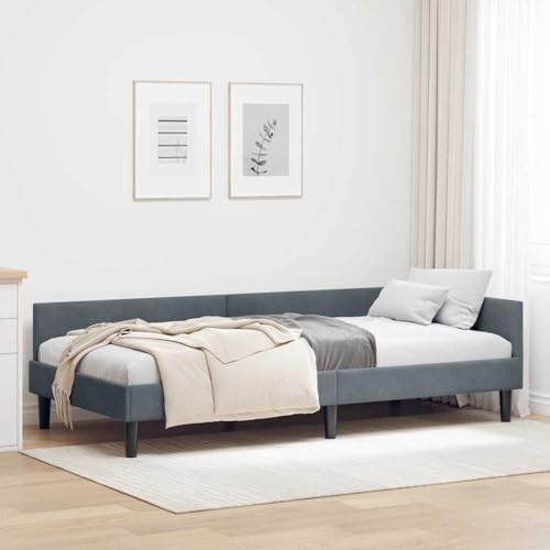 INLIFE Eckbettgestell Dunkelgrau 90 x 200 cm Samt und Engineered Holz,Möbel,Betten & Zubehör,Betten & Bettgestelle,Grau,23.7 KG,42016155 von INLIFE