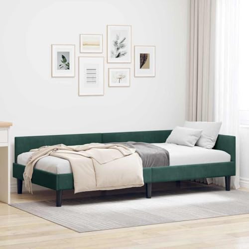 INLIFE Eckbettgestell Dunkelgrün 90 x 200 cm Samt und Engineered Holz,Möbel,Betten & Zubehör,Betten & Bettgestelle,Grün,23.7 KG,42016156 von INLIFE