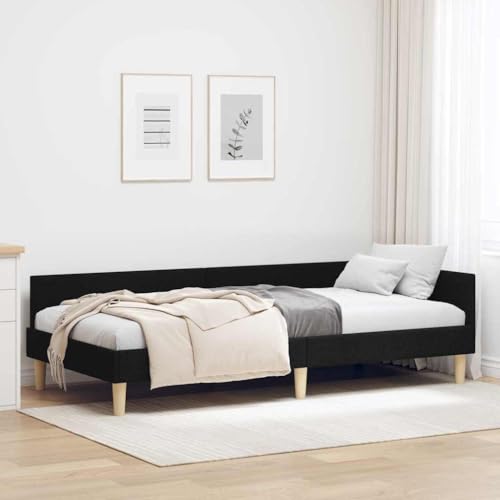 INLIFE Eckbettgestell Schwarz 100 x 200 cm Stoff und Werkstoffholz,Möbel,Betten & Zubehör,Betten & Bettgestelle,Schwarz,25.3 KG,42016127 von INLIFE