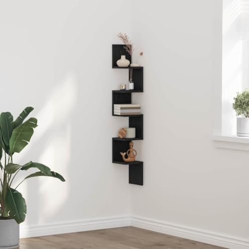 INLIFE Eckregal Schwarze Eiche 20 x 20 x 127.5 cm Holzwerkstoff,Möbel,Regalsysteme,Wandregale,Schwarz,5.45 KG,862656 von INLIFE