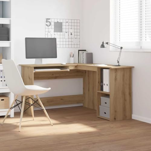 INLIFE Eckschreibtisch Artisan-Eiche 120x140x75 cm Holzwerkstoff,Möbel,Büromöbel,Schreibtische,Braun,37.6 KG,855901 von INLIFE