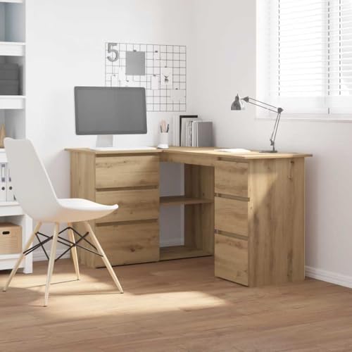 INLIFE Eckschreibtisch Artisan-Eiche 145x100x76 cm Holzwerkstoff,Möbel,Büromöbel,Schreibtische,Braun,52 KG,855963 von INLIFE