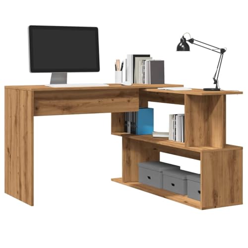 INLIFE Eckschreibtisch Artisan-Eiche 200,5x50x76 cm Holzwerkstoff,Möbel,Büromöbel,Schreibtische,Braun,35.65 KG,855957 von INLIFE