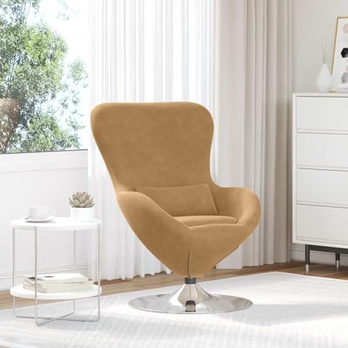 INLIFE Eiersessel Hellbraun 63 x 73 x 90 cm Samt,Möbel,Stühle,Sessel,Braun,15.3 KG,42002732 von INLIFE