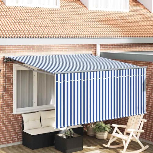 INLIFE Einziehbare Markise Blau und Anthrazit 350 x 250 cm,Heim & Garten,Rasen & Garten,Garten & Balkon,Markisen,Blau,31.16 KG,3330201 von INLIFE