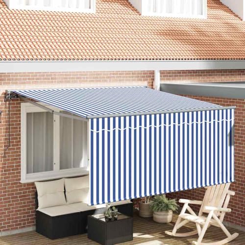 INLIFE Einziehbare Markise Blau und Anthrazit 350 x 250 cm,Heim & Garten,Rasen & Garten,Garten & Balkon,Markisen,Blau,34.74 KG,3330202 von INLIFE