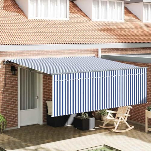 INLIFE Einziehbare Markise Blau und Anthrazit 400 × 300 cm,Heim & Garten,Rasen & Garten,Garten & Balkon,Markisen,Blau,35.82 KG,3330488 von INLIFE