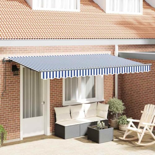 INLIFE Einziehbare Markise Blau und Weiß 400 x 200 cm,Heim & Garten,Rasen & Garten,Garten & Balkon,Markisen,Blau,25.21 KG,3329768 von INLIFE