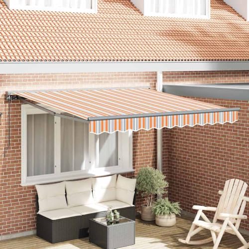 INLIFE Einziehbare Markise Bunt gestreift 350x250 cm Stoff,Heim & Garten,Rasen & Garten,Garten & Balkon,Markisen,Blau,23 KG,3330301 von INLIFE