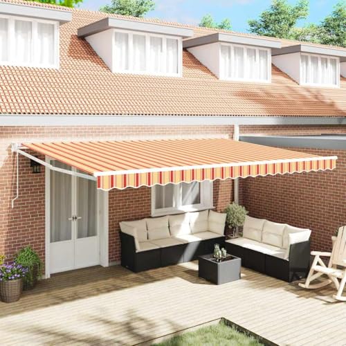 INLIFE Einziehbare Markise Gelb, Orange 500 × 300 cm Stoff, Metall,Heim & Garten,Rasen & Garten,Garten & Balkon,Markisen,Gelb,28.36 KG,3331252 von INLIFE