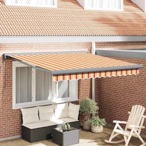 INLIFE Einziehbare Markise Gelb und Orange 350 x 250 cm Stoff, Metall,Heim & Garten,Rasen & Garten,Garten & Balkon,Markisen,Gelb,48.5 KG,3330264 von INLIFE