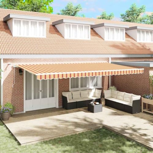 INLIFE Einziehbare Markise Gelb und Orange 600 × 350 cm,Heim & Garten,Rasen & Garten,Garten & Balkon,Markisen,Gelb,53.8 KG,3331712 von INLIFE