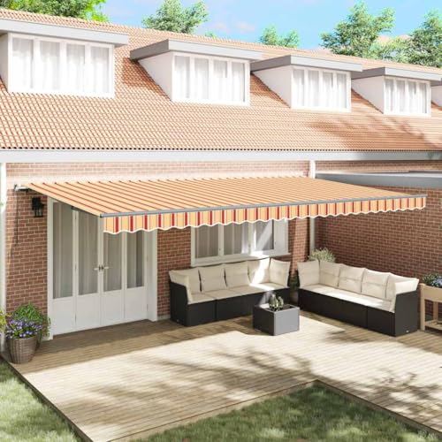 INLIFE Einziehbare Markise Manuell Gelb und Orange 600 × 300 cm Stoff,Heim & Garten,Rasen & Garten,Garten & Balkon,Markisen,Gelb,41.41 KG,3331601 von INLIFE