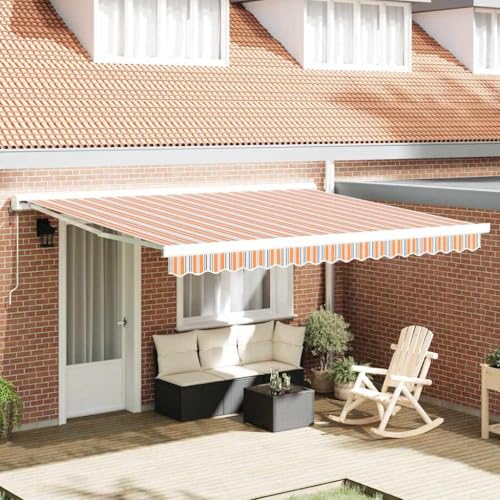 INLIFE Einziehbare Markise Mehrfarbig 400 × 300 cm Stoff, Metall,Heim & Garten,Rasen & Garten,Garten & Balkon,Markisen,Mehrfarbig,52.64 KG,3330571 von INLIFE