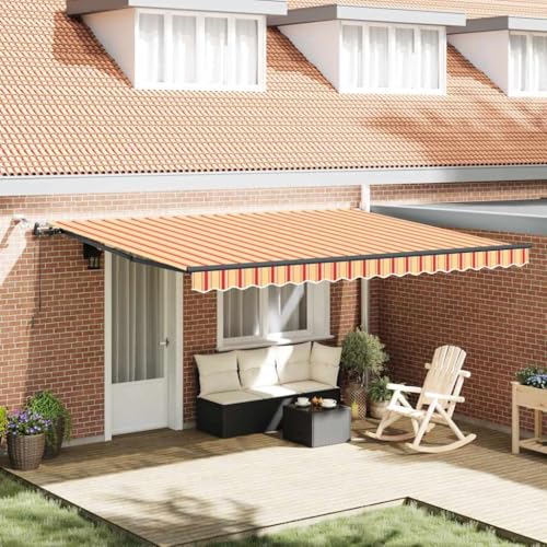 INLIFE Einziehbare Markise with Gelb und Orange 450 × 300 cm Stoff,Heim & Garten,Rasen & Garten,Garten & Balkon,Markisen,Gelb,35.48 KG,3330906 von INLIFE