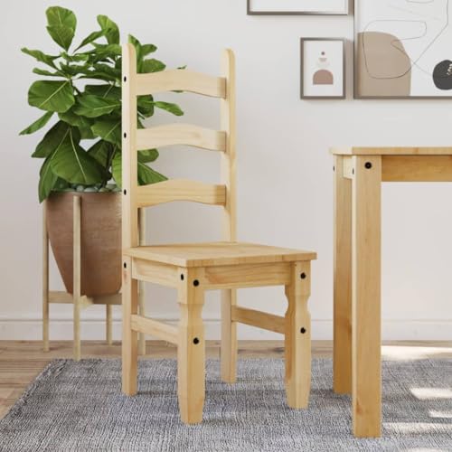 INLIFE Essstühle 2 STK. Corona 42x47x107 cm Massivholz Kiefer,Möbel,Stühle,Esszimmerstühle,Braun,13.7 KG,4005723 von INLIFE