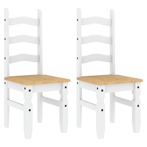 INLIFE Essstühle 2 STK. Corona Weiß 42x47x107 cm Massivholz Kiefer,Möbel,Stühle,Esszimmerstühle,Weiß,13.7 KG,4005725 von INLIFE
