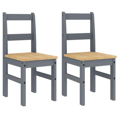 INLIFE Essstühle 2 STK. Panama Grau 40x46x90 cm Massivholz Kiefer,Möbel,Stühle,Esszimmerstühle,Grau,11.5 KG,4005730 von INLIFE
