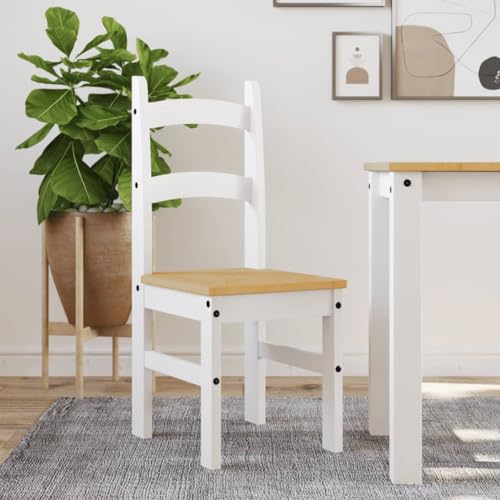 INLIFE Essstühle 2 STK. Weiß 40x46x99 cm Massivholz Kiefer,Möbel,Stühle,Esszimmerstühle,Weiß,11.6 KG,4005728 von INLIFE