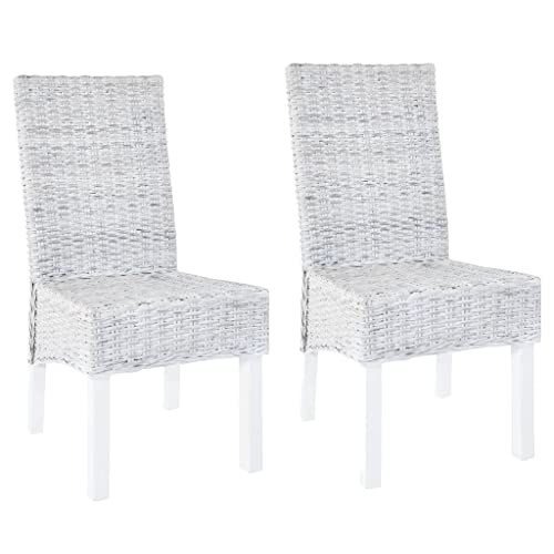 INLIFE Esszimmerstühle 2 STK. Hellbraun Kubu-Rattan und Mahagoniholz,Möbel,Stühle,Esszimmerstühle,Braun,16.5 KG,246654 von INLIFE