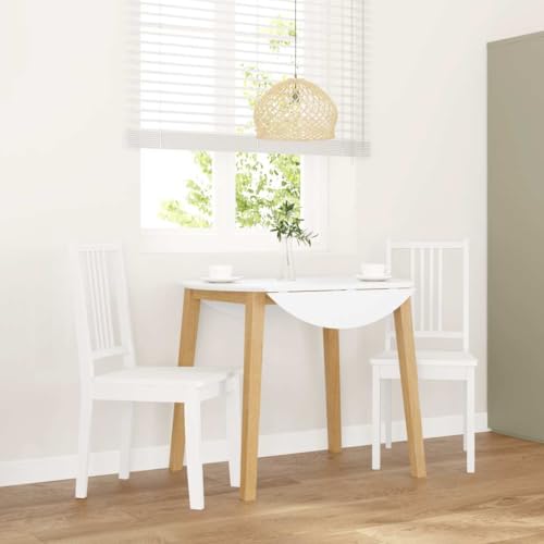 INLIFE Esszimmerstühle 2 STK. Weiß Massivholz Gummibaum,Möbel,Stühle,Esszimmerstühle,Weiß,9.8 KG,4102400 von INLIFE