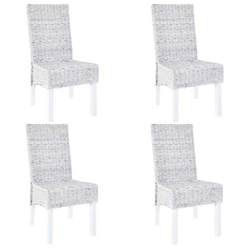 INLIFE Esszimmerstühle 4 STK. Weiß Kubu Rattan und Mangoholz,Möbel,Stühle,Esszimmerstühle,Weiß,33 KG,275465 von INLIFE