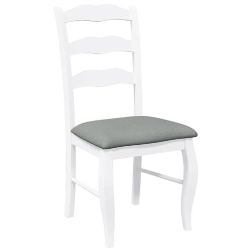 INLIFE Esszimmerstühle mit Kissen 2 STK. Weiß Massivholz Gummibaum,Möbel,Stühle,Esszimmerstühle,Weiß,15.5 KG,4102495 von INLIFE