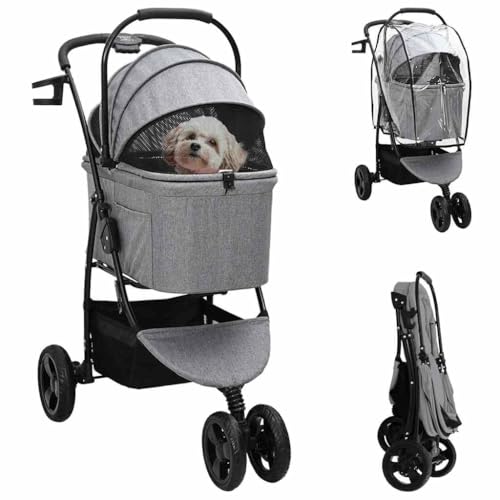 INLIFE Faltbarer Haustierwagen Verstellbar Grau 78 x 54 x 101 cm,Tier- & Haustierbedarf,Haustierbedarf,Pet-Stroller,Grau,9.02 KG,42012441 von INLIFE