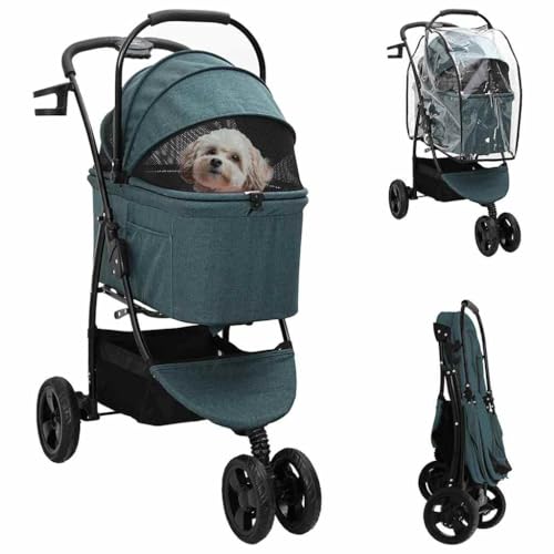 INLIFE Faltbarer Haustierwagen Verstellbar Grün 78 x 54 x 101 cm,Tier- & Haustierbedarf,Haustierbedarf,Pet-Stroller,Grün,9.02 KG,42012438 von INLIFE