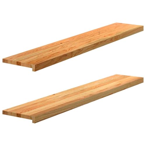 INLIFE Fensterbänke 2 STK. Hellbraun 140x25x2 cm Massivholz Eiche,Heimwerkerbedarf,Baumaterialien,Fensterbauteile,Fensterrahmen,Braun,12.7 KG,4009147 von INLIFE
