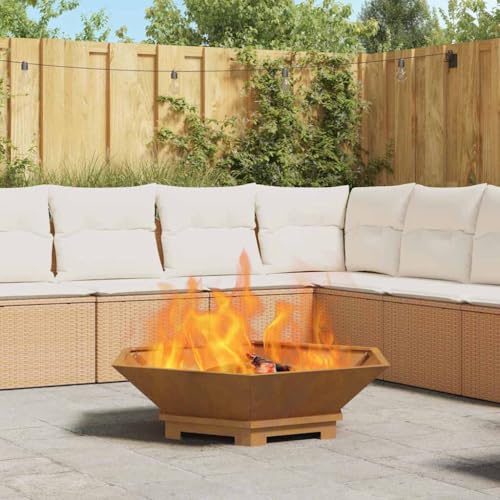 INLIFE Feuerplatz Braun 100 x 100 x 28 cm Witterungsbeständiger Stahl,Heim & Garten,Kamine,Braun,15.4 KG,858999 von INLIFE