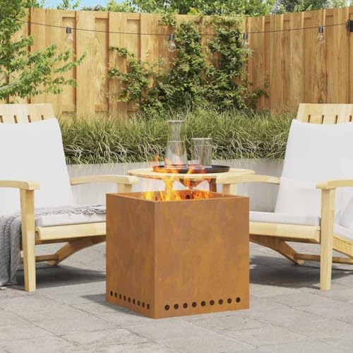 INLIFE Feuerplatz Braun 48 x 48 x 50 cm Witterungsbeständiger Stahl,Heim & Garten,Kamine,Braun,13.75 KG,858987 von INLIFE