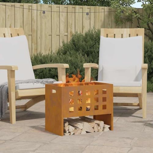 INLIFE Feuerplatz Braun 50 x 30 x 40 cm Witterungsbeständiger Stahl,Heim & Garten,Kamine,Braun,5.85 KG,858971 von INLIFE