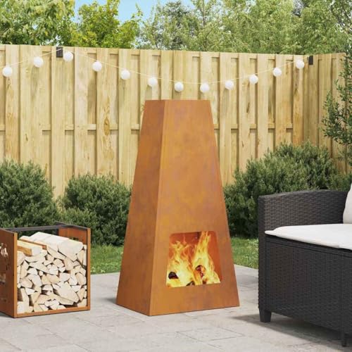 INLIFE Feuerplatz Braun 50 x 35 x 100 cm Witterungsbeständiger Stahl,Heim & Garten,Kamine,Braun,12.75 KG,859005 von INLIFE