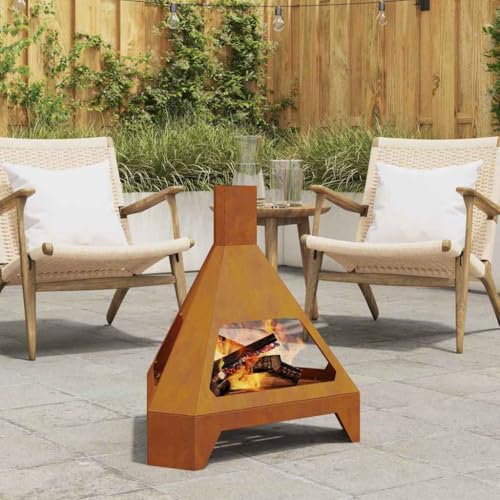 INLIFE Feuerplatz Braun 50 x 43 x 52 cm Witterungsbeständiger Stahl,Heim & Garten,Kamine,Braun,5.65 KG,858951 von INLIFE