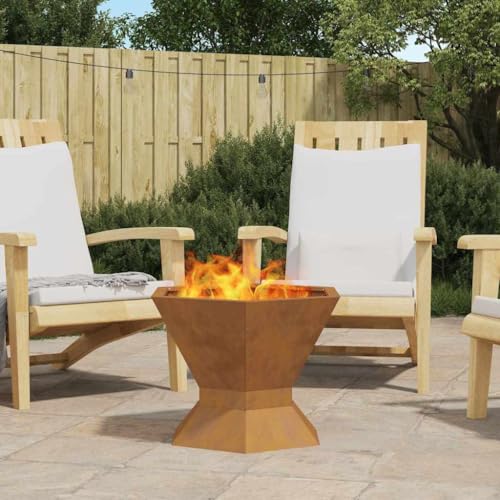 INLIFE Feuerplatz Braun 50 x 50 x 40 cm Witterungsbeständiger Stahl,Heim & Garten,Kamine,Braun,6.95 KG,858961 von INLIFE