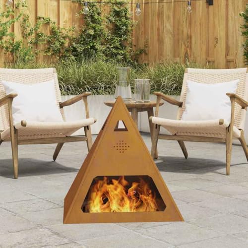 INLIFE Feuerplatz Braun 50 x 50 x 51 cm Witterungsbeständiger Stahl,Heim & Garten,Kamine,Braun,7.05 KG,858953 von INLIFE