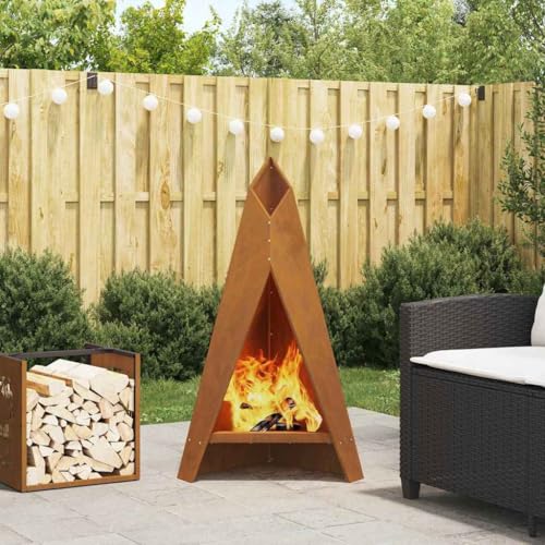 INLIFE Feuerplatz Braun 58 x 40 x 100 cm Witterungsbeständiger Stahl,Heim & Garten,Kamine,Braun,9.55 KG,858917 von INLIFE