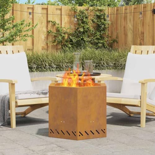INLIFE Feuerplatz Braun 58 x 58 x 51 cm Witterungsbeständiger Stahl,Heim & Garten,Kamine,Braun,13.7 KG,858981 von INLIFE