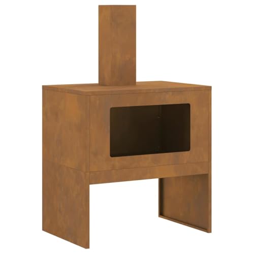 INLIFE Feuerplatz Braun 60 x 40 x 96 cm Witterungsbeständiger Stahl,Heim & Garten,Kamine,Braun,13.1 KG,858935 von INLIFE