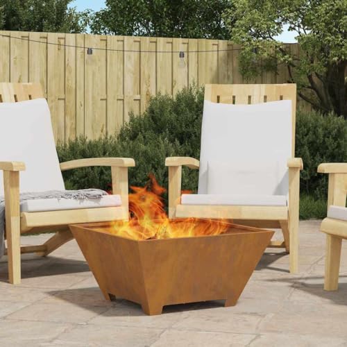 INLIFE Feuerplatz Braun 60 x 60 x 30 cm Witterungsbeständiger Stahl,Heim & Garten,Kamine,Braun,6.9 KG,858967 von INLIFE