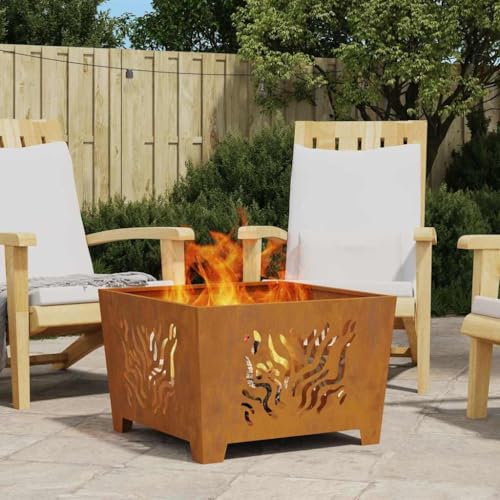 INLIFE Feuerplatz Braun 60 x 60 x 40 cm Witterungsbeständiger Stahl,Heim & Garten,Kamine,Braun,8.6 KG,858915 von INLIFE