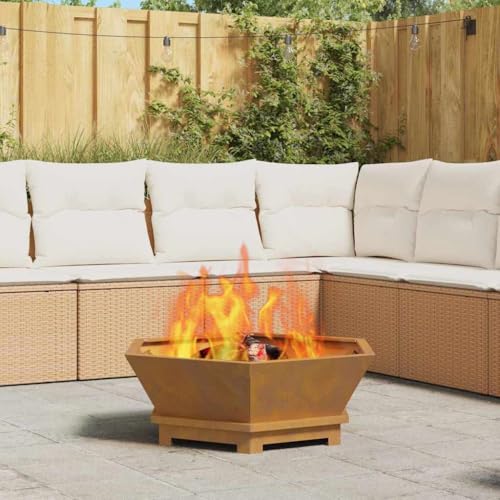 INLIFE Feuerplatz Braun 75 x 75 x 28 cm Witterungsbeständiger Stahl,Heim & Garten,Kamine,Braun,11.3 KG,858997 von INLIFE