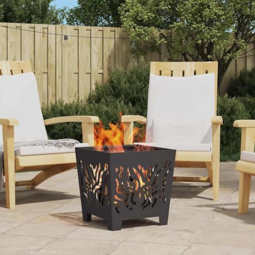 INLIFE Feuerplatz Schwarz 40 x 40 x 40 cm Kaltgewalzter Stahl,Heim & Garten,Kamine,Schwarz,5.2 KG,858912 von INLIFE