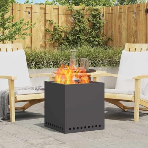 INLIFE Feuerplatz Schwarz 48 x 48 x 50 cm Kaltgewalzter Stahl,Heim & Garten,Kamine,Schwarz,13.75 KG,858986 von INLIFE