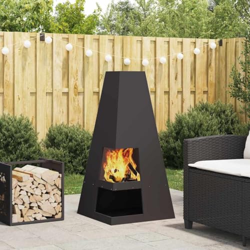 INLIFE Feuerplatz Schwarz 50 x 50 x 100 cm Kaltgewalzter Stahl,Heim & Garten,Kamine,Schwarz,15.5 KG,858948 von INLIFE